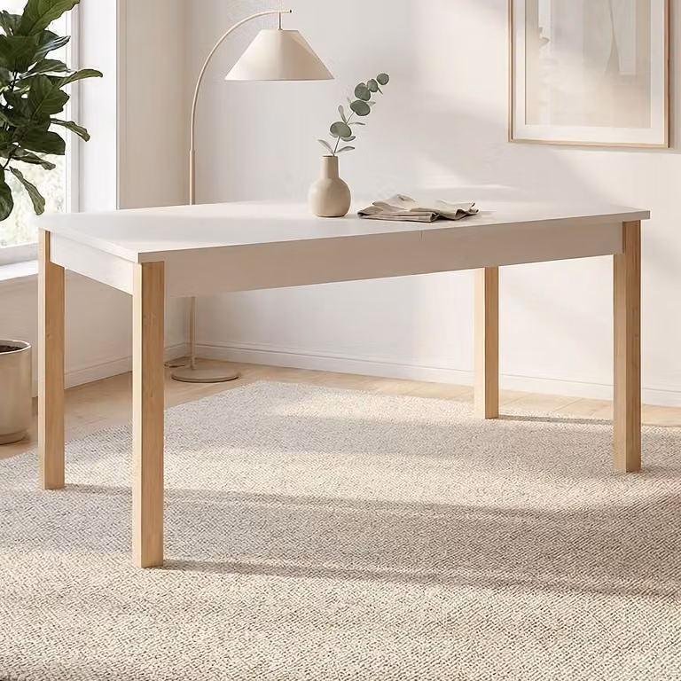 Homestyle4u Tavolo da pranzo 160-200x80 cm allungabile Beige Grigio Tavolo da sala da pranzo Tavolo in legno