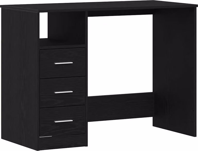 Scrivania Cassetti Rovere Nero 102x50x76 cm Legno Multistrato