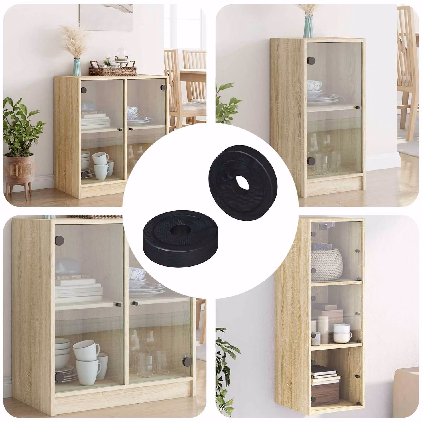Set di 2 rondelle piatte vidaXL in PVC nero, diametro: 15 mm, spessore: 3 mm