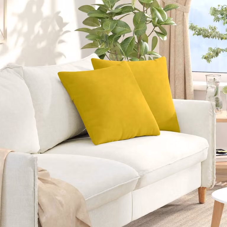 Set di 2 cuscini da divano vidaXL in tessuto a coste giallo, L 50 cm x P 50 cm