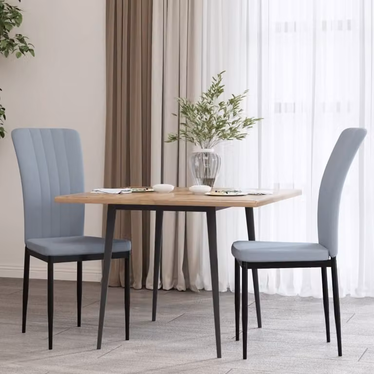 The Living Store sedie da pranzo 2 pz. Velluto grigio chiaro
