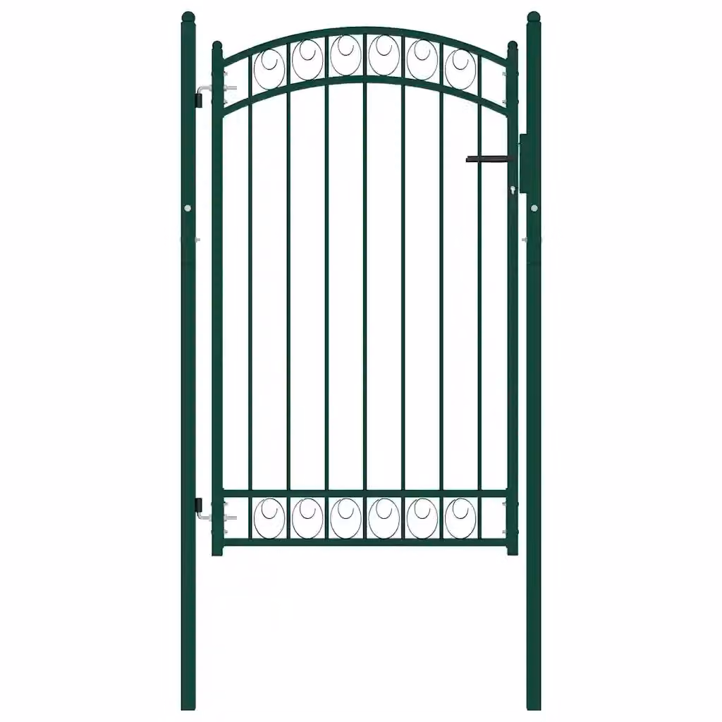 Cancello singolo a battente vidaXL in acciaio verde, H: 106 cm, L: 100 cm – 2