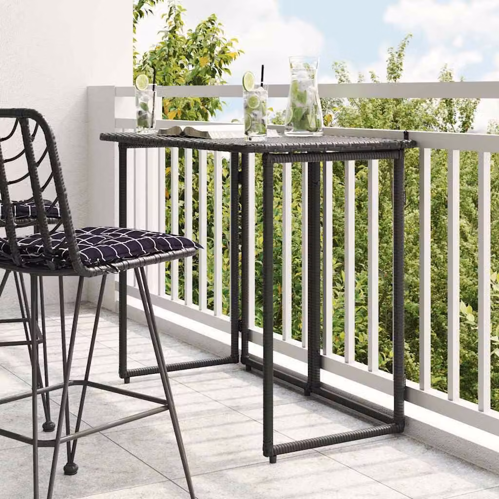 Maison Exclusive - Tavolo da giardino pieghevole, nero, 90x51x75 cm, in rattan sintetico
