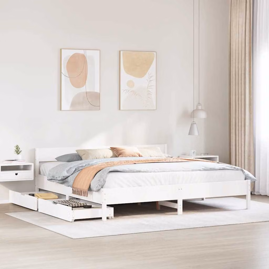 Giroletto vidaXL in legno massello di pino bianco con doghe piatte, L/P: 200 x 200 cm