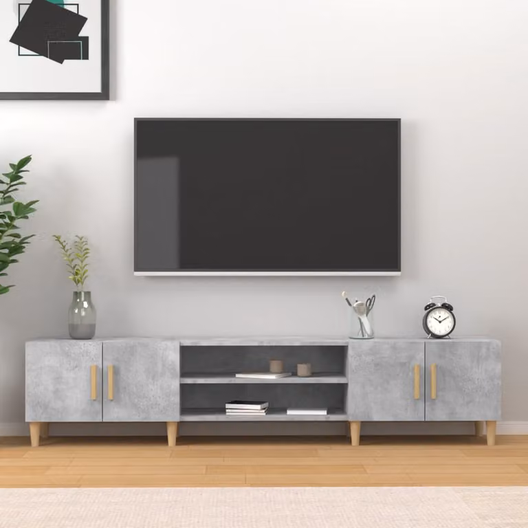 Mobile Porta TV Moderno vidaXL in Legno e MDF Grigio L: 180 cm, P: 40 cm, H: 31,5 cm