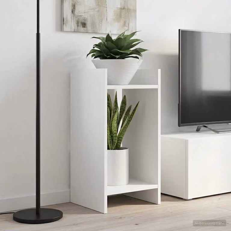 Set di 2 supporti per piante vidaXL in legno MDF bianco, L/P/H: 30 x 30 x 60 cm