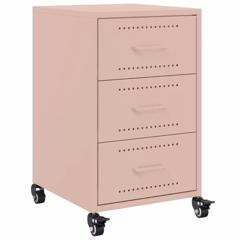 Comodino moderno vidaXL in metallo rosa con ruote L/P/H: 36 x 39 x 59 cm – 2