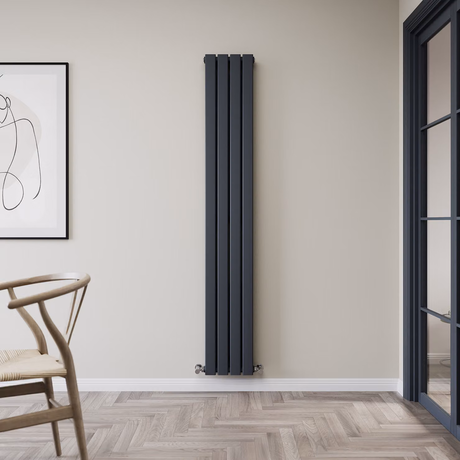 Radiatore Convettore di Design  - Verticale  Tipo 21 - 1780mm x 280mm - Antracite - Alpha by Hudson Reed
