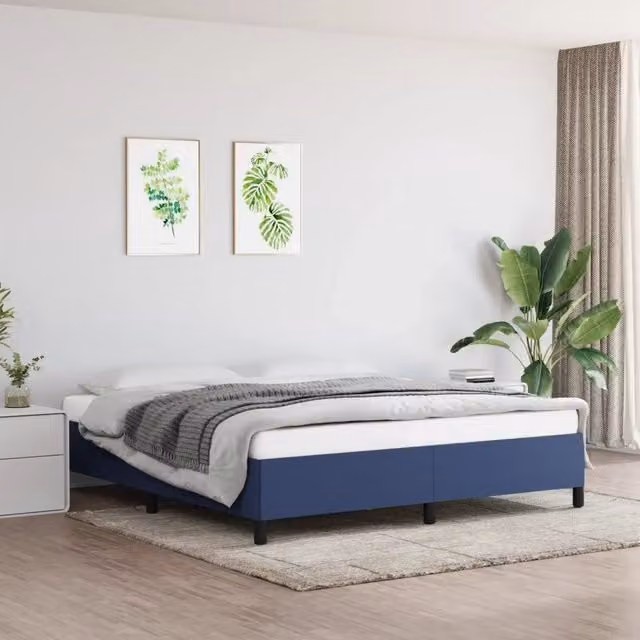 Struttura Letto Design Mania in Tessuto Blu L: 160 cm, P: 200 cm, H: 35 cm