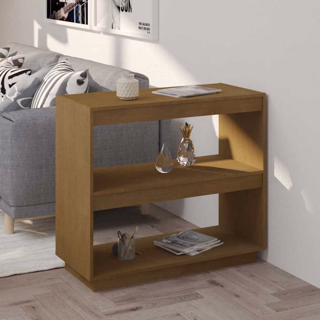 Libreria moderna vidaXL in legno massello di pino, colore marrone ambra, L 80 cm x P 35 cm x H 71 cm