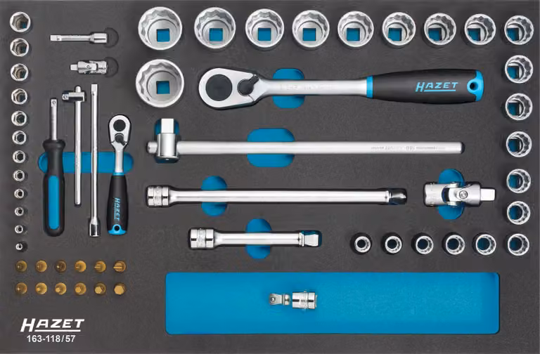 Hazet Bit set Metric 1/4 (6.3 mm), 1/2 (12.5 mm) 57-piece 163-118/57