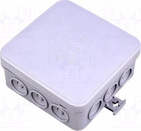 1x Alloggiamento: Scatola di derivazione. Dimensioni: Z: 39 mm, Y: 85 mm, X: 85 mm. Grado di protezione IP55. Codice prodotto: 0297-00. Installazione elettrica