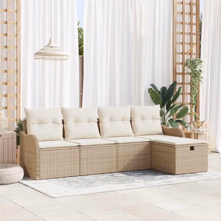 Maison Exclusive - Set da giardino composto da 5 pezzi, divano in rattan sintetico