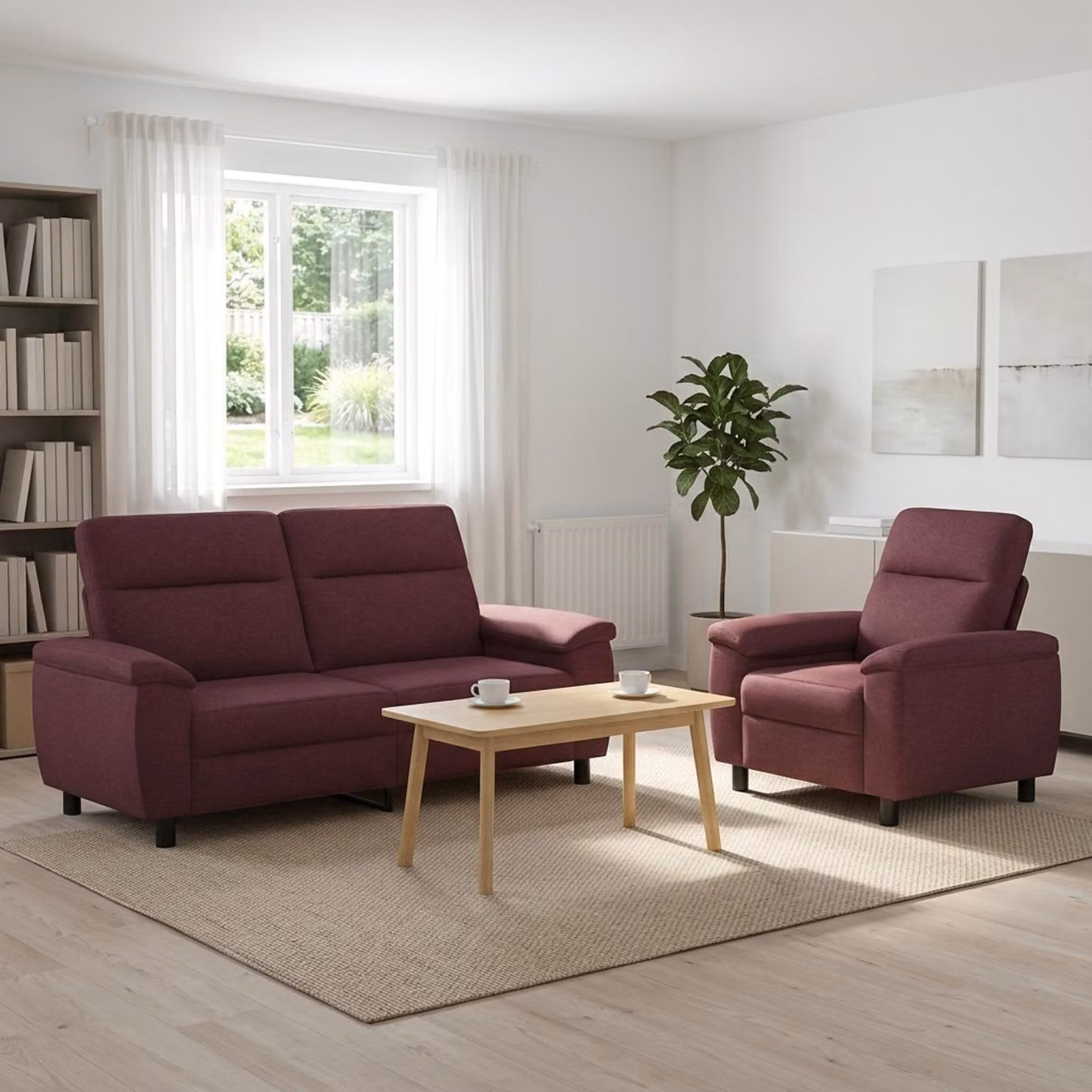 Set di 2 divani moderni vidaXL in tessuto viola con struttura in metallo per il tuo soggiorno
