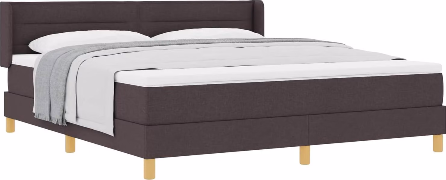 Maison Exclusive - Letto boxspring con materasso, marrone scuro, 200 x 180 cm, rivestimento in tessuto