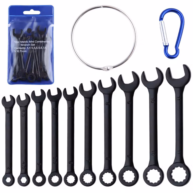 Set di 10 chiavi compatte, chiavi in metallo con custodia portatile