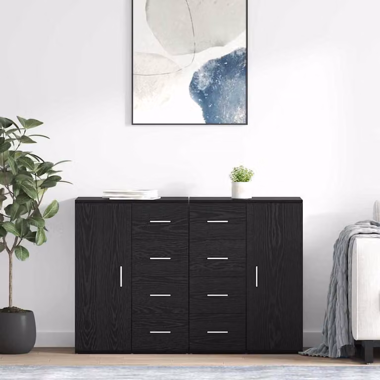 Set di 2 Sideboard vidaXL CORONA in Rovere Nero, L/P/H: 59 x 39 x 80 cm