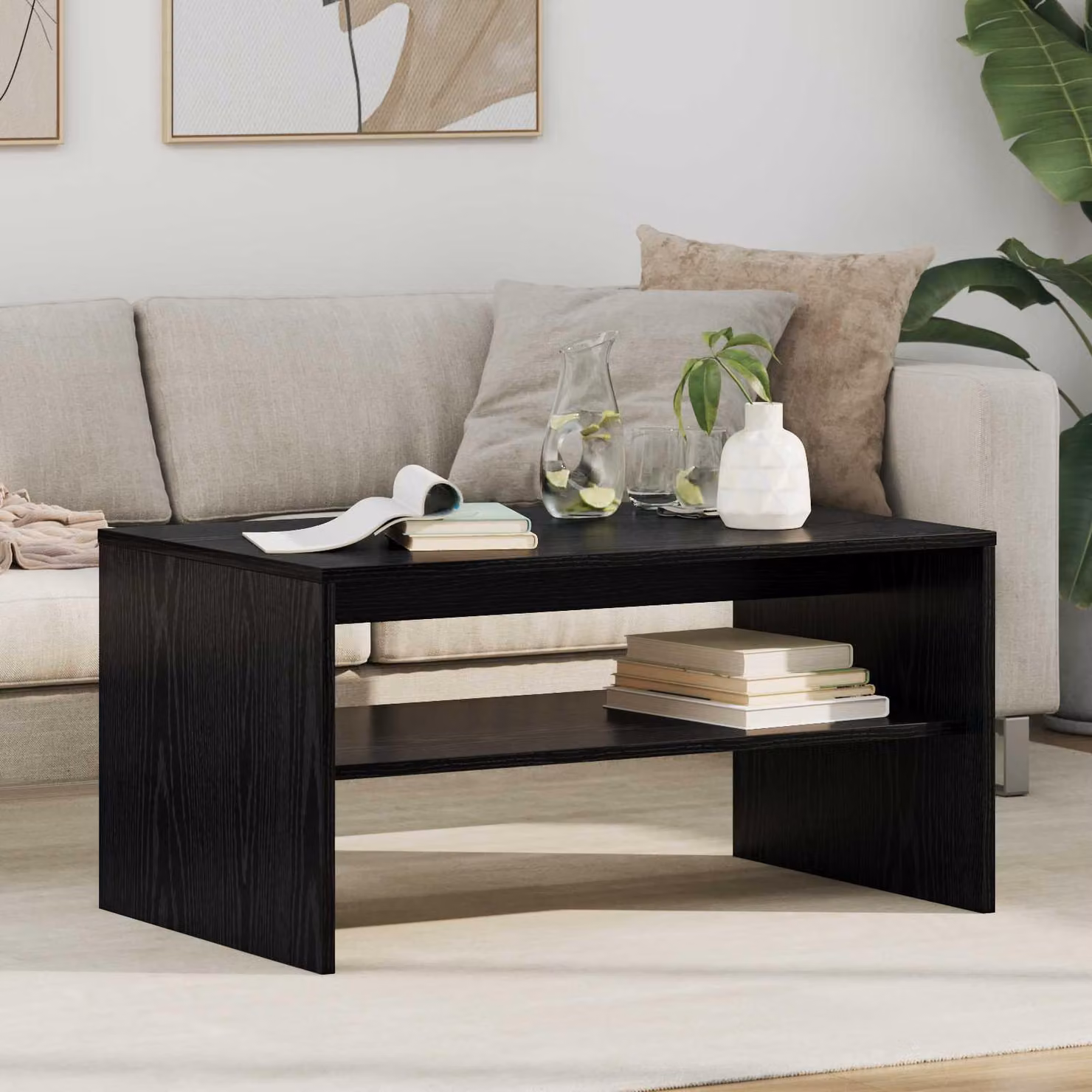 Maison Exclusive - Tavolino nero effetto rovere 80 x 50 x 40 cm Materiale ligneo