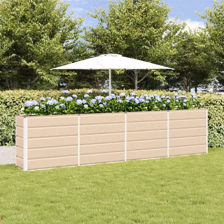 Fioriera vidaXL in acciaio e plastica, colore beige/bianco, L: 320 cm, P: 40 cm, H: 75 cm