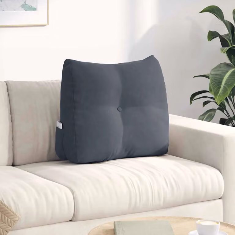 Cuscino per schiena sagomato a cuneo vidaXL in velluto grigio con rivestimento rimovibile L/P/H: 60 x 24 x 50 cm