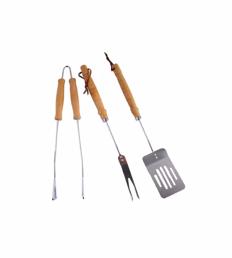 Posate Barbecue Pz. 3 M/Co Legno     Lapillo 00646