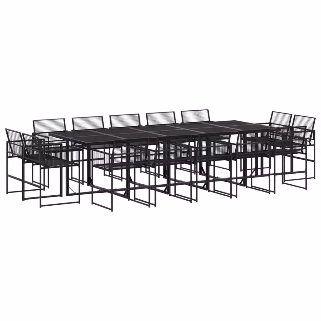 Set da Pranzo da Giardino 15 pz Nero in Polyrattan