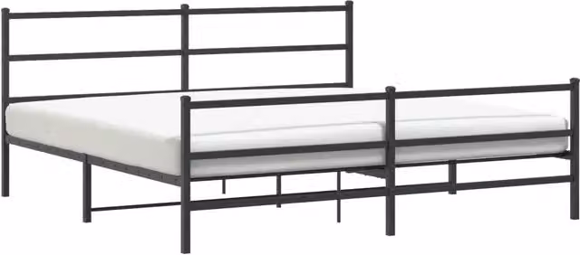 Letto matrimoniale con testiera e pediera in metallo nero L/P: 200 x 200 cm