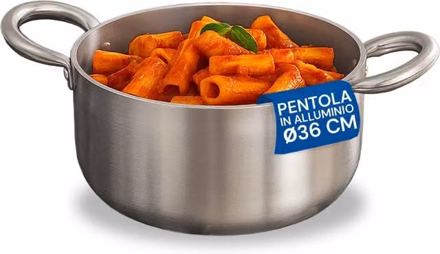 Casseruola Alta in Alluminio con 2 Maniglie in Acciaio Inox Pensofal, Colore Argento, Ø 36 cm