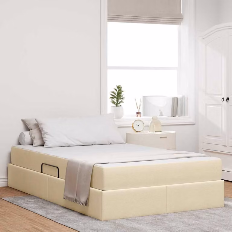 Letto con contenitore e materasso vidaXL beige e nero L/P/H: 200 x 120 x 43,5 cm