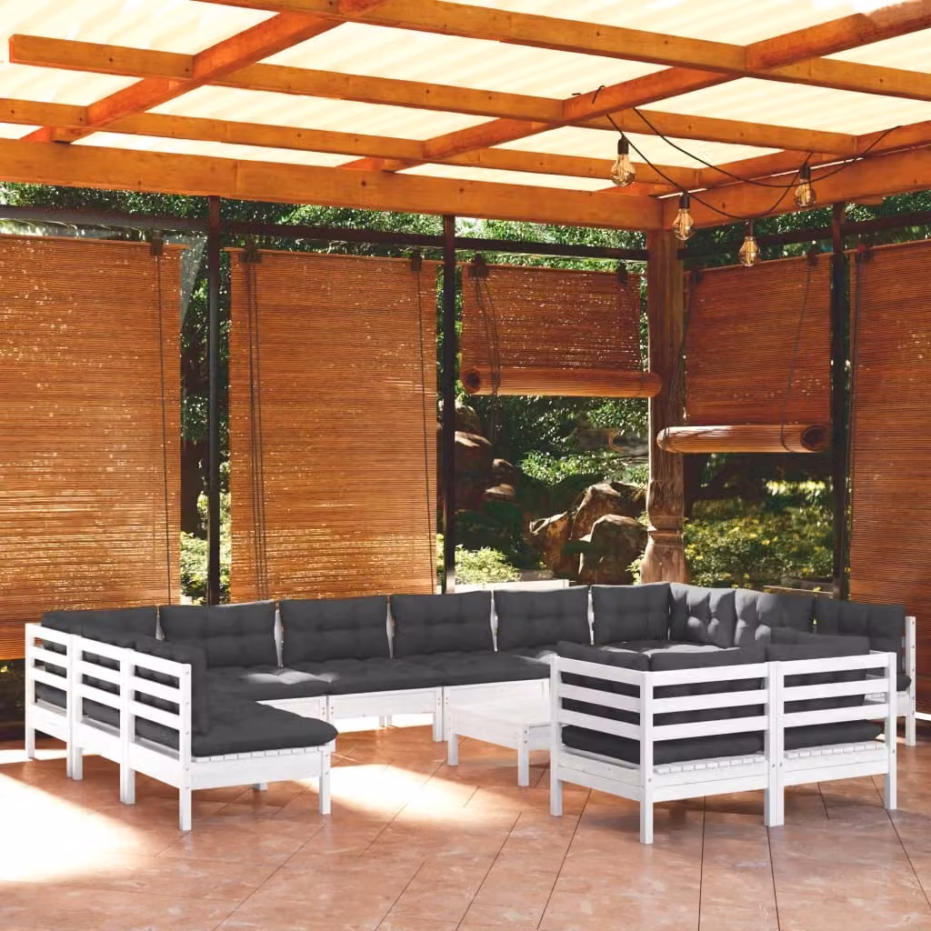 Maison Exclusive - Set Divani da Giardino 13 pz con Cuscini BiancLegno di Pino