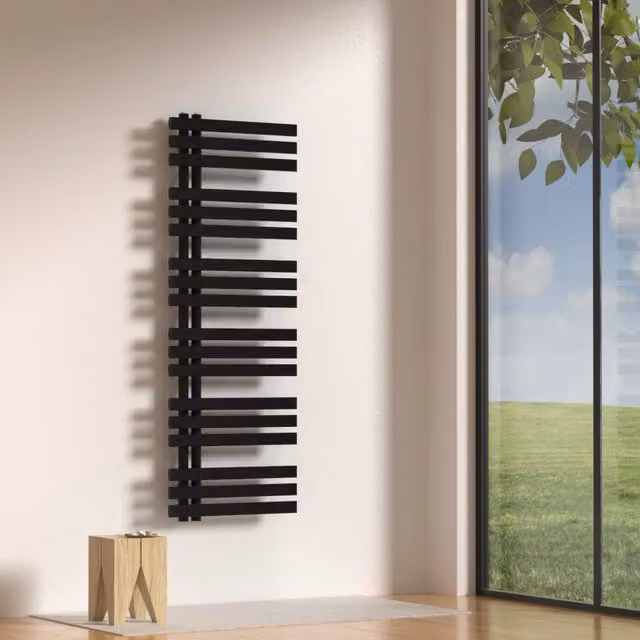 Scalda Asciugamani da Parete Slidre ad Acqua Calda neu.haus, Nero, L: 140 cm, P: 50 cm