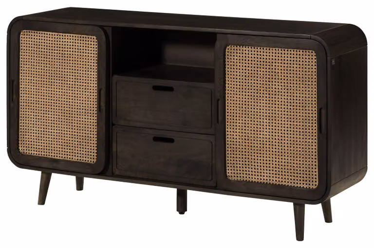 MASSIVMOEBEL24 | Credenza in legno di mango 150x40x80 laccato grigio scuro VALENCIA #218