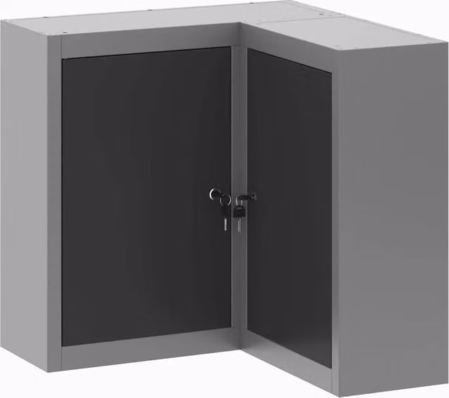 Armadio portautensili industriale con ripiani in acciaio e legno, chiudibile con serratura, colore nero e grigio, L/P/H: 55 x 55 x 55 cm