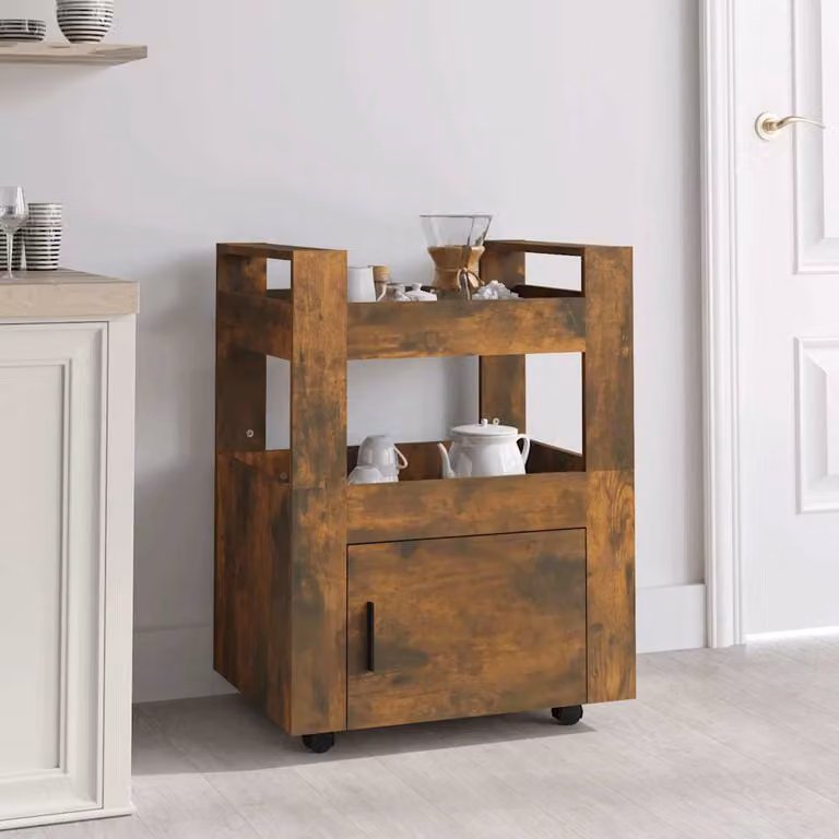 vidaXL Carrello da cucina in stile industriale in legno rovere marrone L: 60 cm, P: 45 cm, H: 80 cm