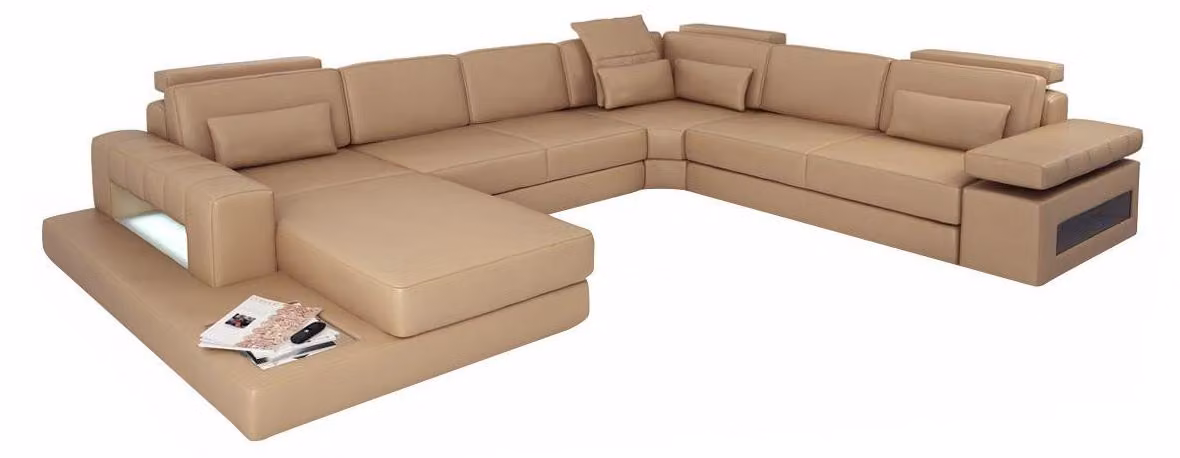 Wohnlandschaft U-Form Design Modern Sofa Couch Ecksofa Leder Polster