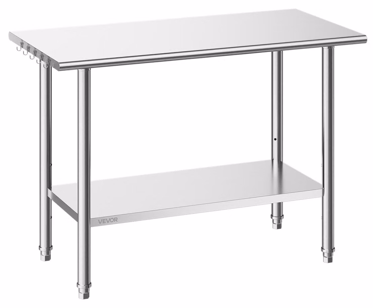 Tavolo da lavoro in acciaio inossidabile, 61x122 cm, ideale per la preparazione di alimenti. Postazione di lavoro per cucina professionale, con ripiano inferiore regolabile. Tavolo robusto in metallo, adatto per uso industriale, ristoranti, abitazioni, ho