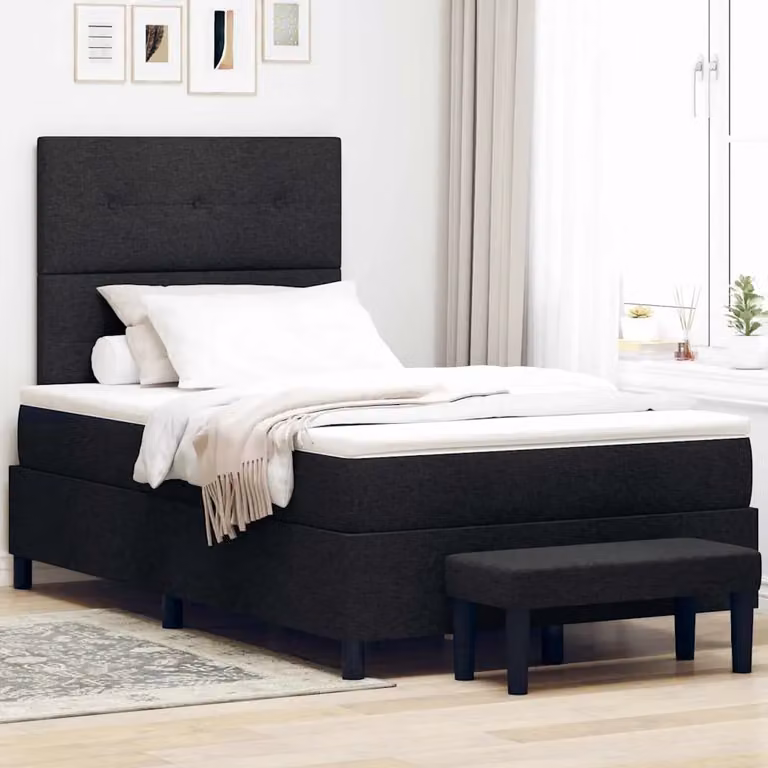 Letto ibrido vidaXL con materasso in tessuto nero L/P/H: 120 x 200 x 280 cm