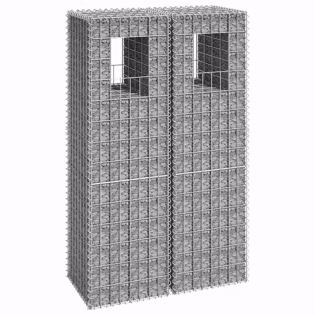 Set di 2 cesti a torre in metallo vidaXL grigio argento L/P/H: 40 x 40 x 140 cm