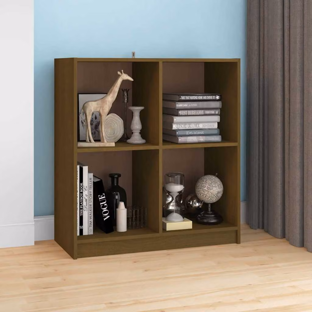 Credenza moderna vidaXL in legno massello di pino, colore marrone ambra, L 70 cm x P 33 cm x H 76 cm