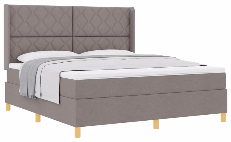 Letto a molle insacchettate con testata in tessuto tortora 180 x 200 cm