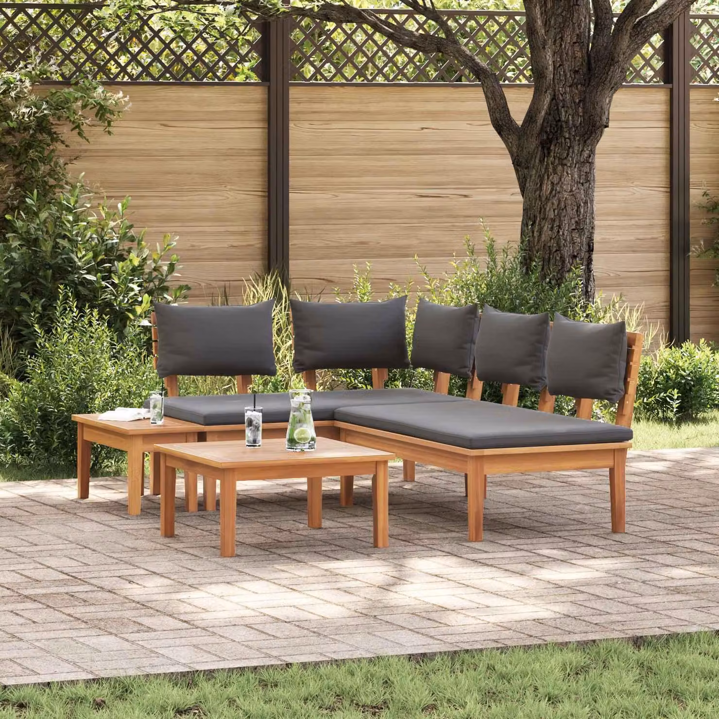 Maison Exclusive - Set di divani da giardino, 4 pezzi, color marrone e grigio