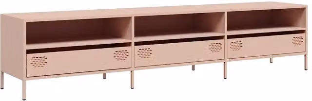 Mobile porta TV industriale con portaoggetti 202 x 39 x 43,5 cm in acciaio laminato a freddo rosa 02_0049758