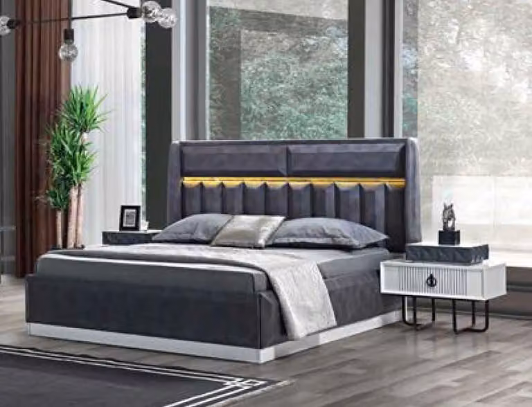 Betten Schlafzimmer Led Licht Bettrahmen Bett Polster Design Luxus Doppel Möbel