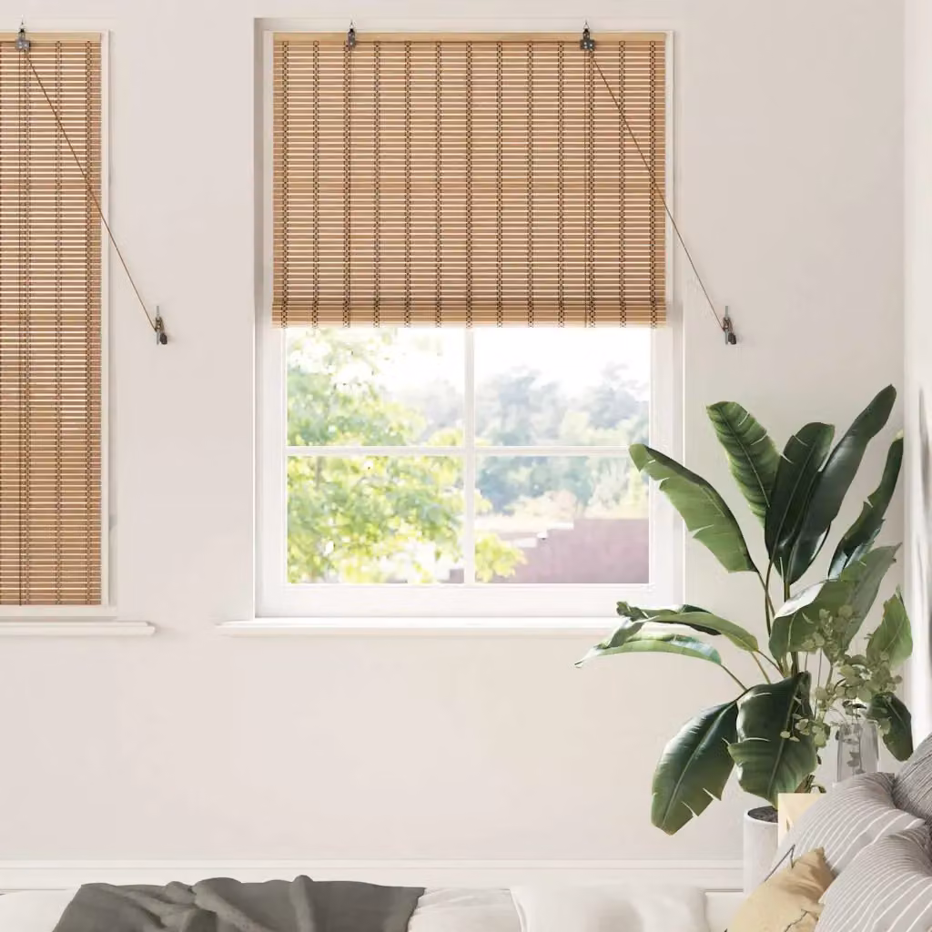 Tenda a rullo vidaXL in bambù colore natura, semi-trasparente, L: 110 cm x H: 160 cm