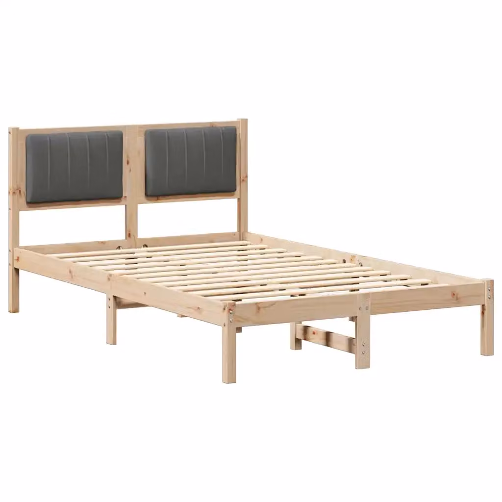 Letto moderno vidaXL con testiera rivestita in tessuto grigio e struttura in legno di pino L/P/H: 205.5 x 120 x 85.5 cm – 2