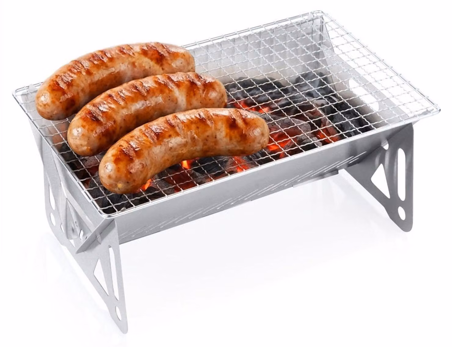 Barbecue a carbone, pieghevole, in acciaio inox, 28x18x12 cm