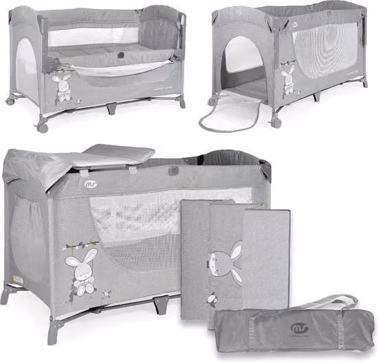 Letto per bambini con altezze regolabili e accessori - Grigio