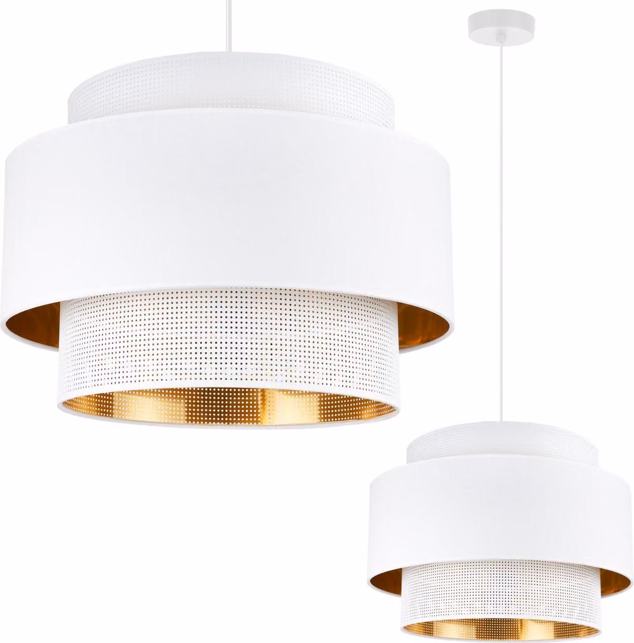Asti Trio Lampada A Sospensione Oro Bianco 45Cm Maglia