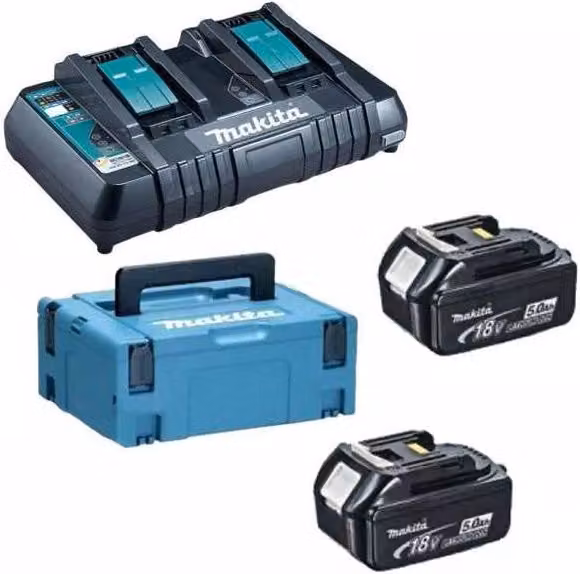 Kit Caricabatteria e 2 Batterie Makita Nero con USB-C