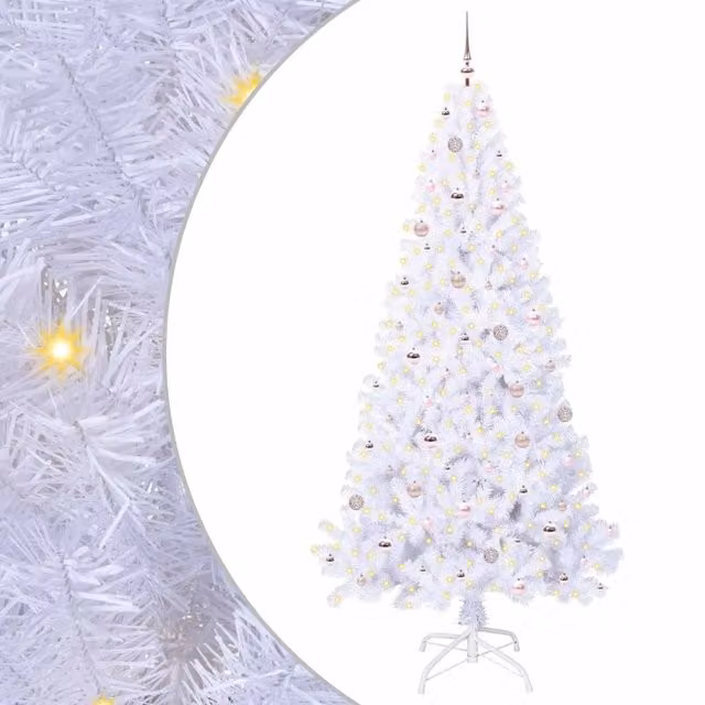 Albero di Natale Artificiale-Albero Natalizio Bianco 240 cm PVC e Acciaio 464407